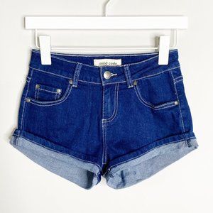 Mind Code Dark Cuffed Denim Jean Shorts